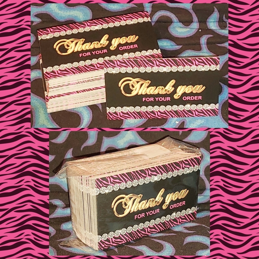 Unbranded Pack of 102 Small Buisness Cards 3.5" x 2" - Diamonds & Zebra Print